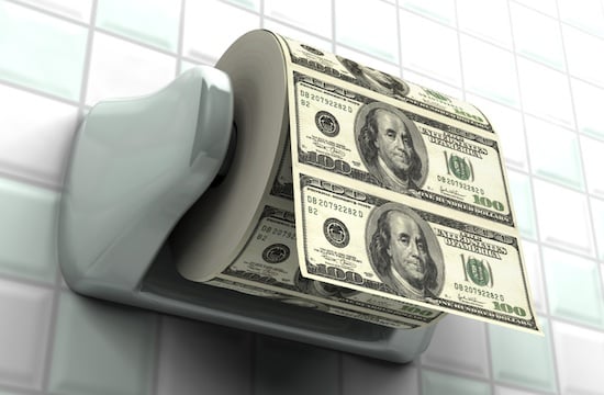 US Dollars as toilet paper