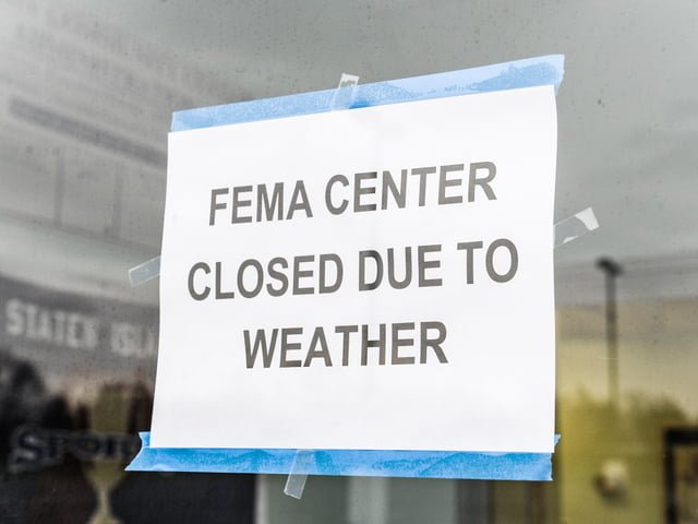 This real FEMA sign appeared in the news during the response to Hurricane Sandy.