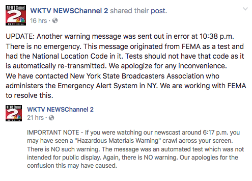 Screen capture from Facebook page for WKTV News, Utica NY