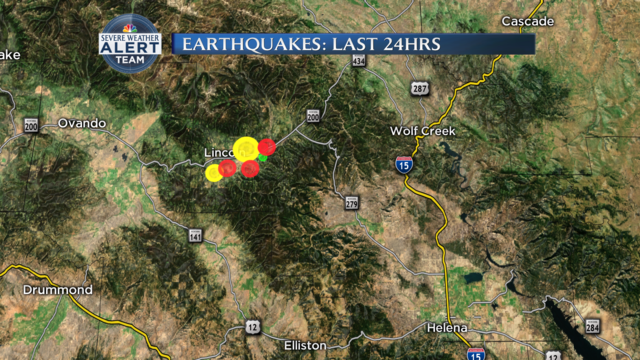 Map of Lincoln, Montana's earthquake activity