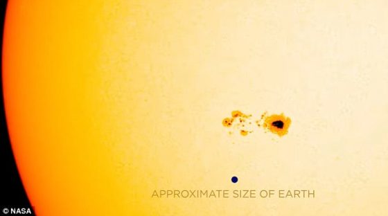 A 75,000 mile wide sunspot just appeared.